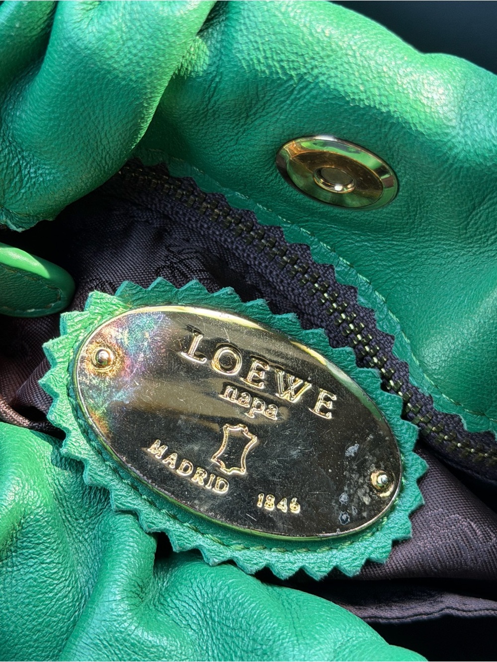 Rare Early Loewe Flamenco Tassel Mini Shoulder Bag Green Leather Archive - Picture 5 of 16